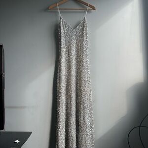 Zara Silver Sequin Maxi Dress